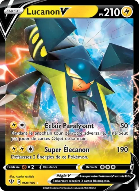 Carte Pokémon Lucanon V 060/189, extension Ténèbres Embrasées