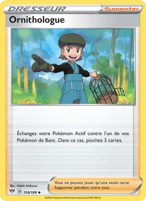Carte Pokémon Ornithologue 159/189, extension Ténèbres Embrasées