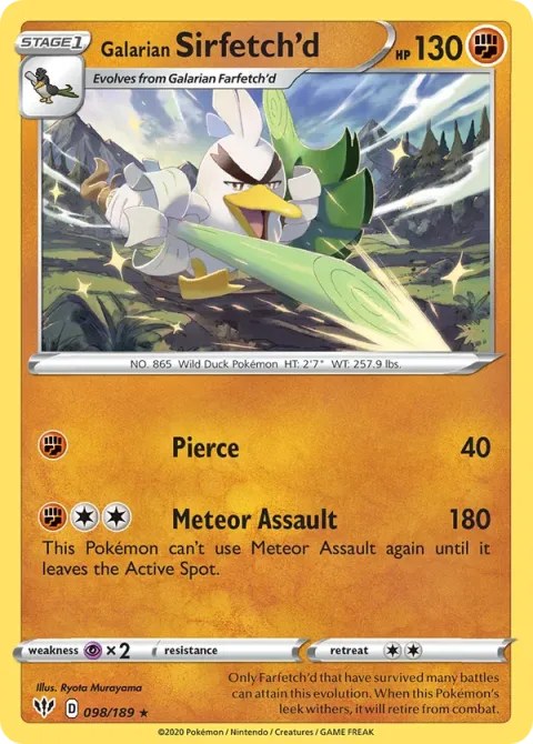 Carte Pokémon Palarticho de Galar 098/189, extension Ténèbres Embrasées