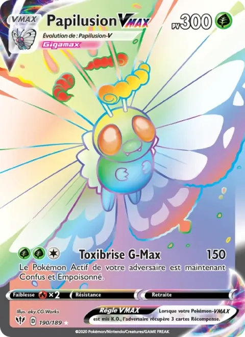 Carte Pokémon Papilusion VMAX 190/189, extension Ténèbres Embrasées