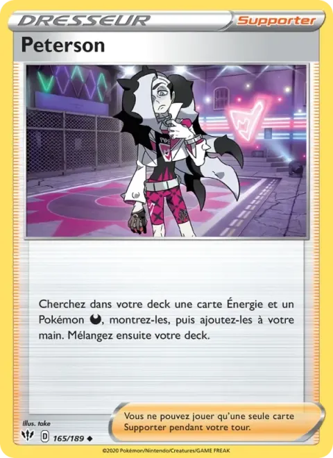 Carte Pokémon Peterson 165/189, extension Ténèbres Embrasées