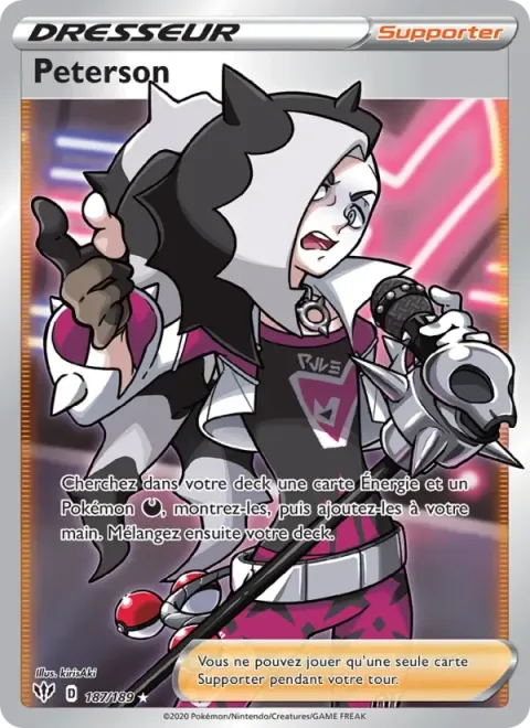 Carte Pokémon Peterson 187/189, extension Ténèbres Embrasées