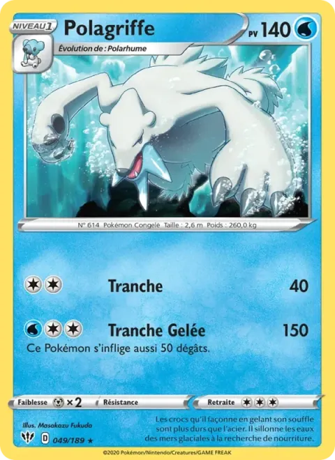 Carte Pokémon Polagriffe 049/189, extension Ténèbres Embrasées