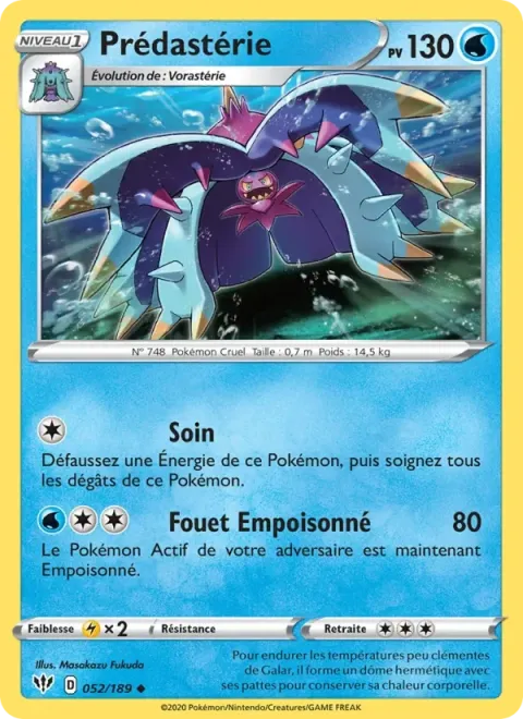 Carte Pokémon Prédastérie 052/189, extension Ténèbres Embrasées