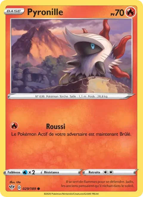 Carte Pokémon Pyronille 029/189, extension Ténèbres Embrasées