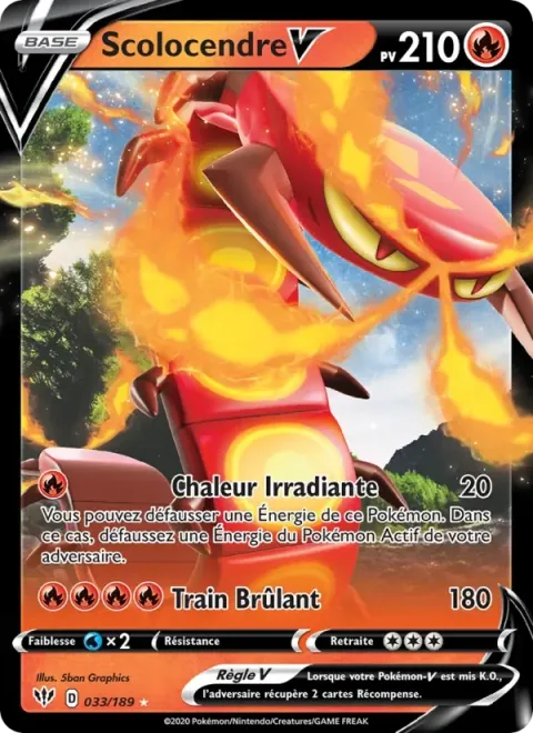 Carte Pokémon Scolocendre V 033/189, extension Ténèbres Embrasées