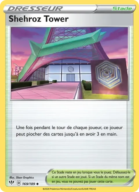 Carte Pokémon Shehroz Tower 169/189, extension Ténèbres Embrasées