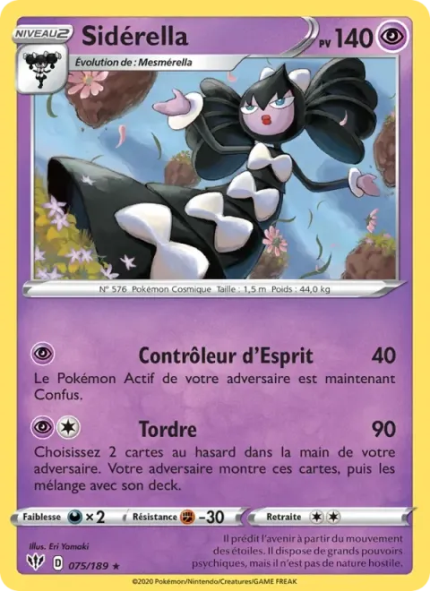 Carte Pokémon Sidérella 075/189, extension Ténèbres Embrasées
