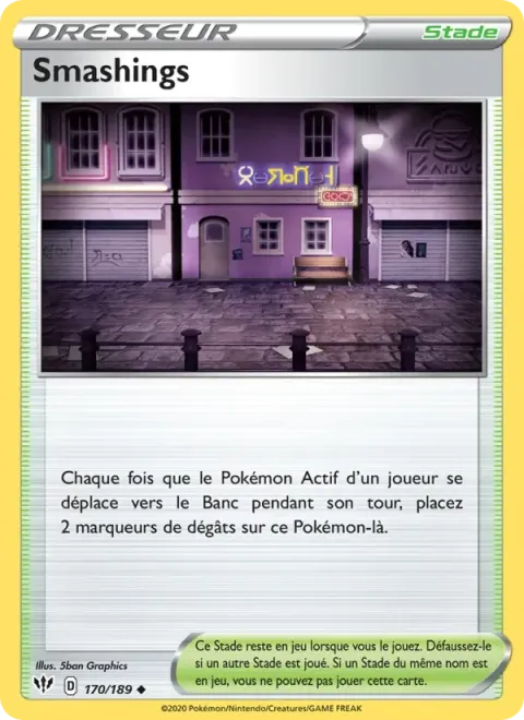 Carte Pokémon Smashings 170/189, extension Ténèbres Embrasées