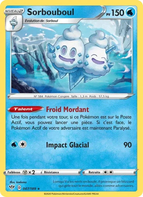 Carte Pokémon Sorbouboul 047/189, extension Ténèbres Embrasées