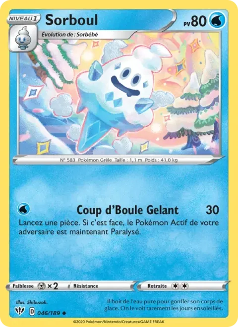 Carte Pokémon Sorboul 046/189, extension Ténèbres Embrasées