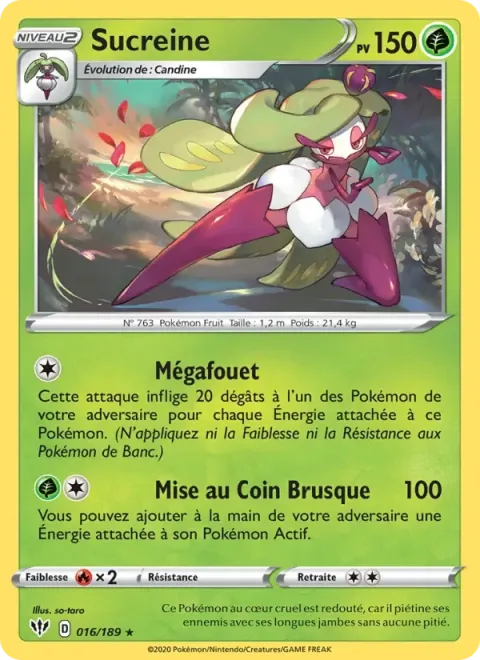 Carte Pokémon Sucreine 016/189, extension Ténèbres Embrasées