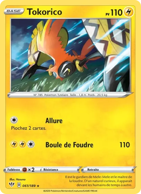 Carte Pokémon Tokorico 061/189, extension Ténèbres Embrasées