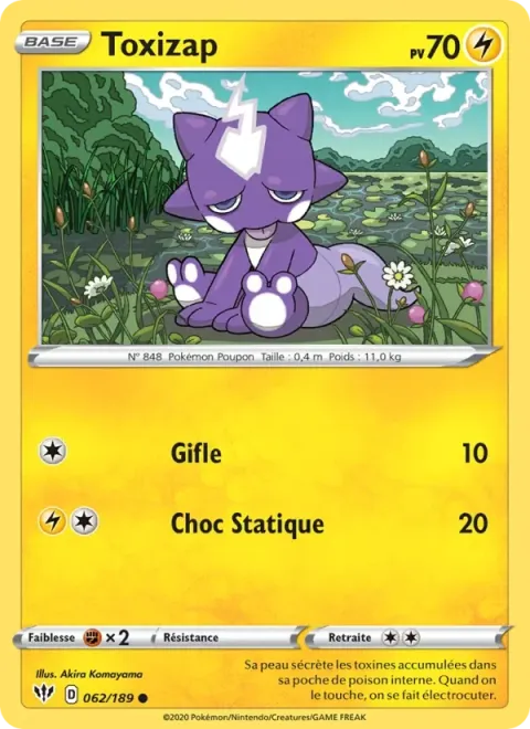Carte Pokémon Toxizap 062/189, extension Ténèbres Embrasées
