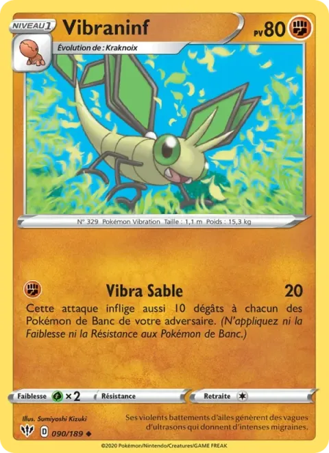 Carte Pokémon Vibraninf 090/189, extension Ténèbres Embrasées