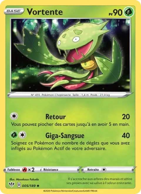 Carte Pokémon Vortente 005/189, extension Ténèbres Embrasées