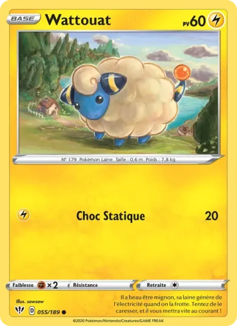 Carte Pokémon Wattouat 055/189, extension Ténèbres Embrasées