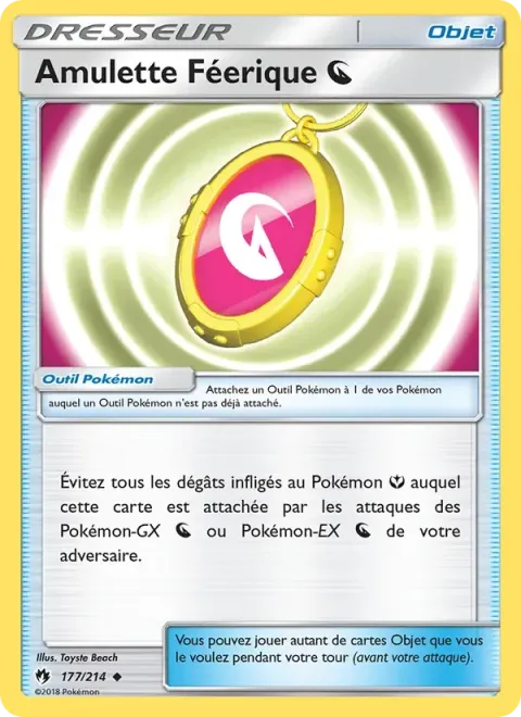 Carte Pokémon Amulette Féerique Dragon 177/214, extension Tonnerre Perdu