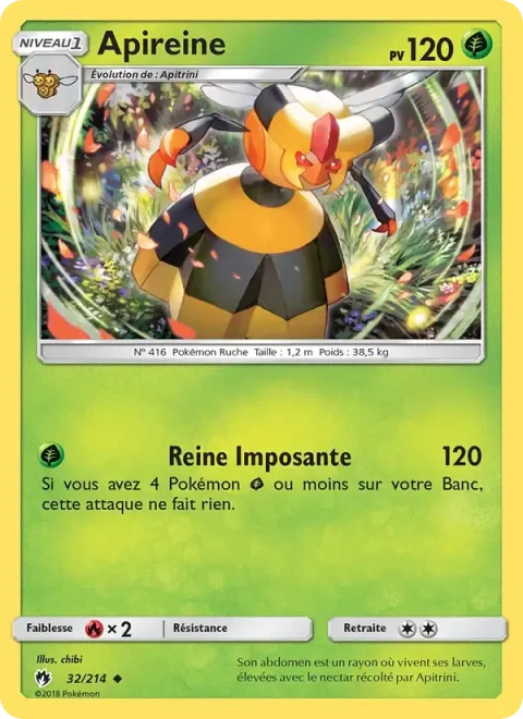 Carte Pokémon Apireine 032/214, extension Tonnerre Perdu