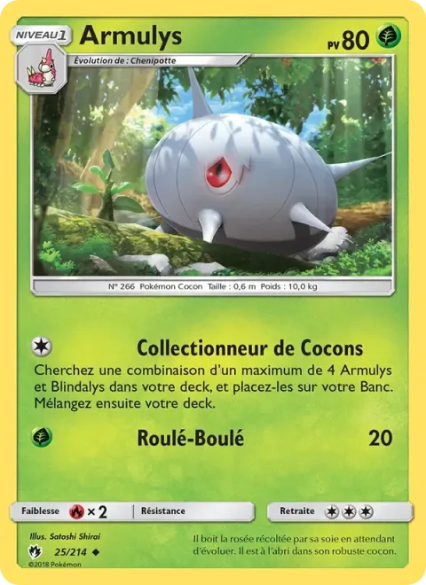 Carte Pokémon Armulys 025/214, extension Tonnerre Perdu