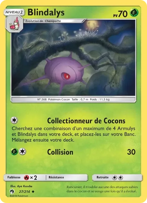 Carte Pokémon Blindalys 027/214, extension Tonnerre Perdu
