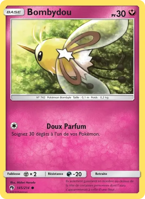 Carte Pokémon Bombydou 145/214, extension Tonnerre Perdu