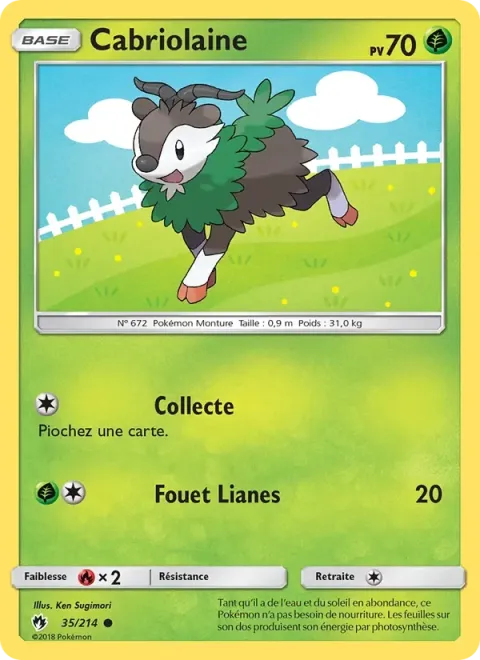 Carte Pokémon Cabriolaine 035/214, extension Tonnerre Perdu
