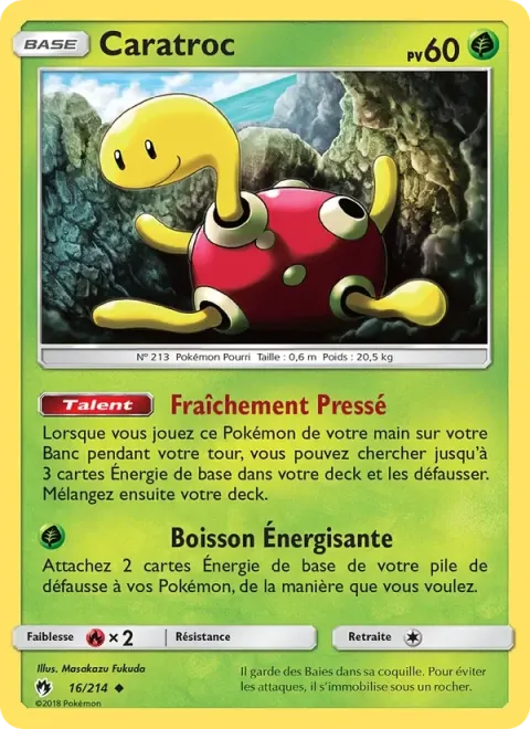 Carte Pokémon Caratroc 016/214, extension Tonnerre Perdu