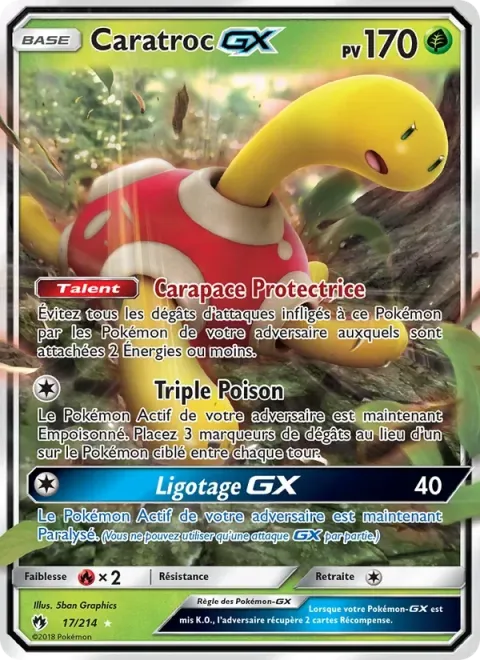 Carte Pokémon Caratroc GX 017/214, extension Tonnerre Perdu