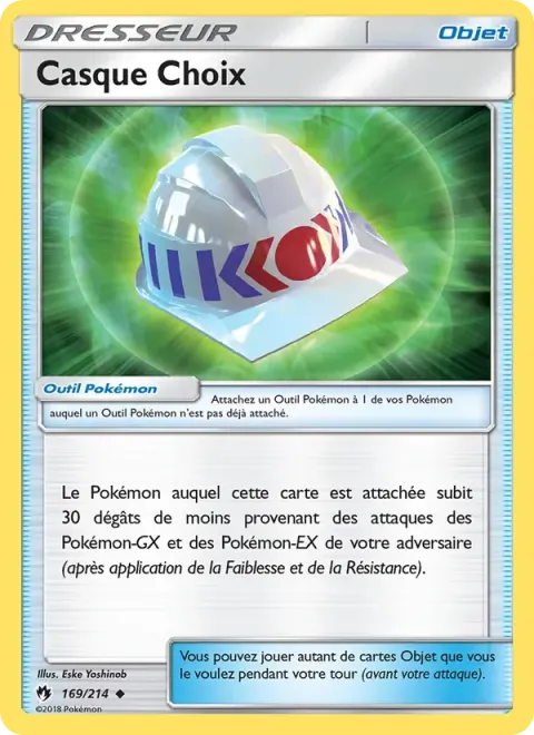 Carte Pokémon Casque Choix 169/214, extension Tonnerre Perdu