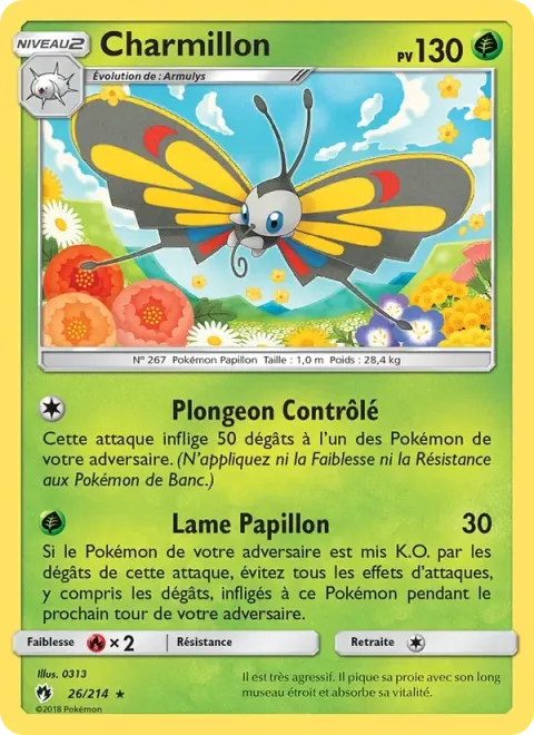 Carte Pokémon Charmillon 026/214, extension Tonnerre Perdu