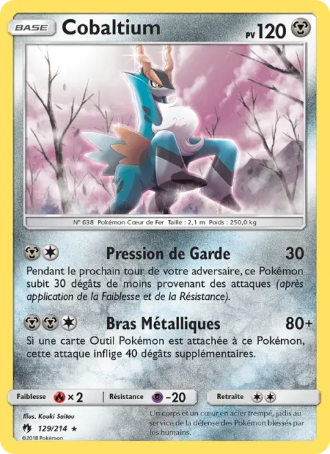 Carte Pokémon Cobaltium 129/214, extension Tonnerre Perdu