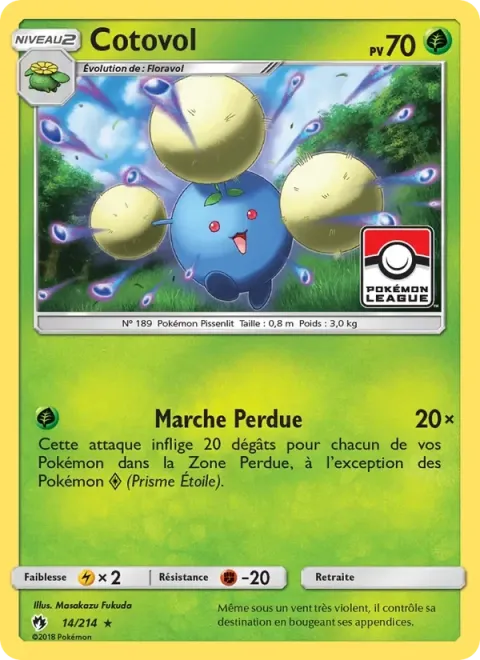 Carte Pokémon Cotovol 014/214, extension Tonnerre Perdu
