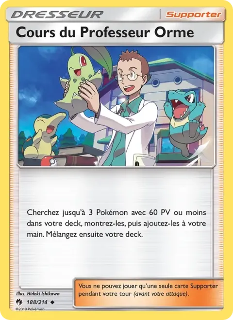 Carte Pokémon Cours du Professeur Orme 188/214, extension Tonnerre Perdu