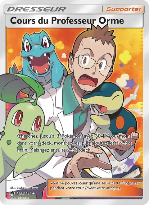 Carte Pokémon Cours du Professeur Orme 213/214, extension Tonnerre Perdu