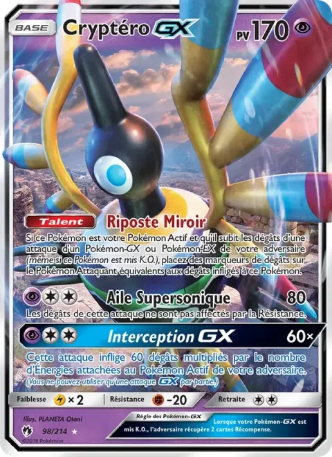 Carte Pokémon Cryptéro GX 098/214, extension Tonnerre Perdu