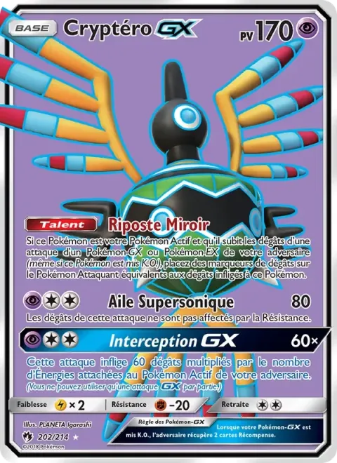 Carte Pokémon Cryptéro GX 202/214, extension Tonnerre Perdu