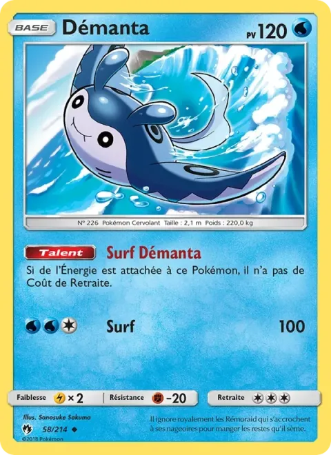 Carte Pokémon Démanta 058/214, extension Tonnerre Perdu
