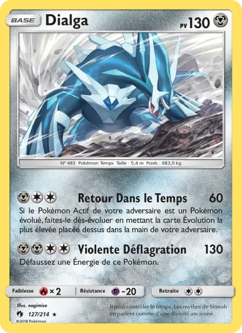 Carte Pokémon Dialga 127/214, extension Tonnerre Perdu