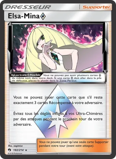 Carte Pokémon Elsa-Mina ◇ 182/214, extension Tonnerre Perdu