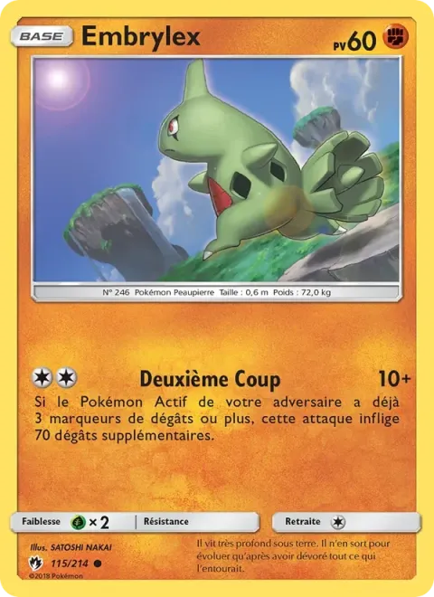 Carte Pokémon Embrylex 115/214, extension Tonnerre Perdu