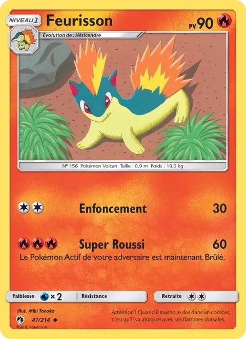 Carte Pokémon Feurisson 041/214, extension Tonnerre Perdu