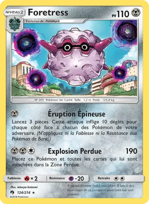 Carte Pokémon Foretress 124/214, extension Tonnerre Perdu