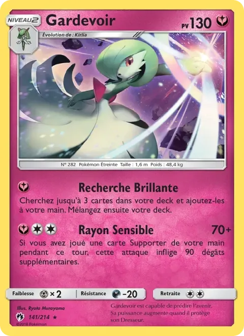 Carte Pokémon Gardevoir 141/214, extension Tonnerre Perdu