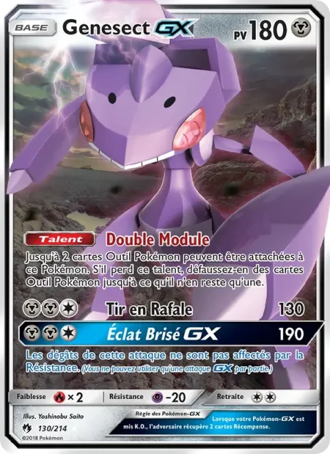 Carte Pokémon Genesect GX 130/214, extension Tonnerre Perdu