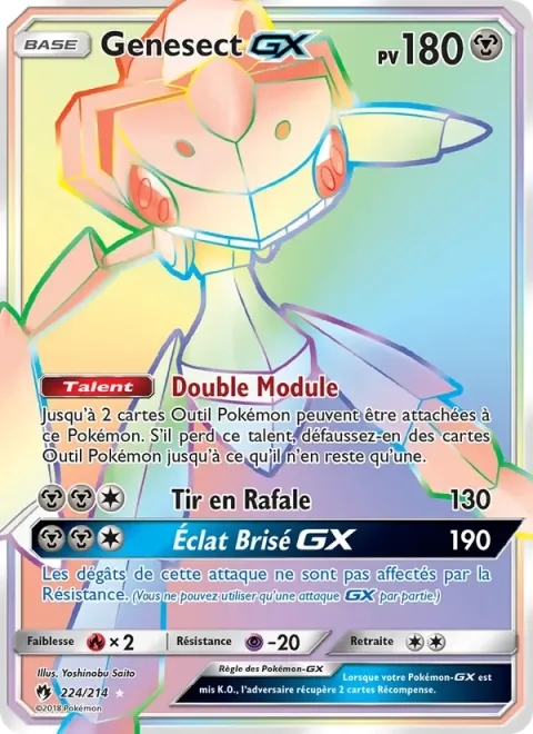 Carte Pokémon Genesect GX 224/214, extension Tonnerre Perdu