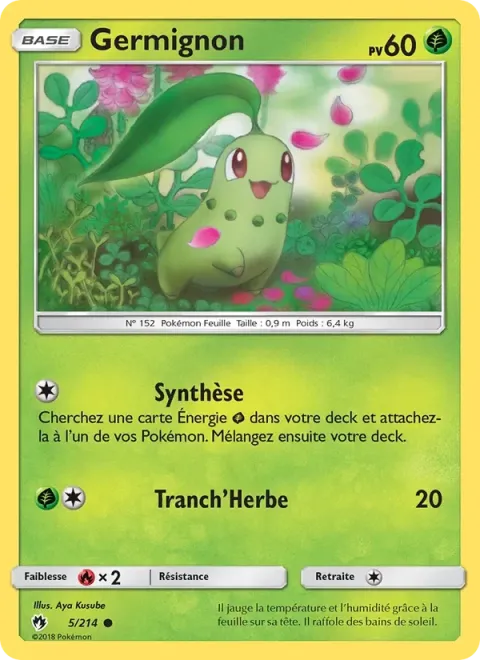 Carte Pokémon Germignon 005/214, extension Tonnerre Perdu