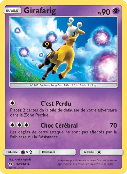 Carte Pokémon Girafarig 094/214, extension Tonnerre Perdu