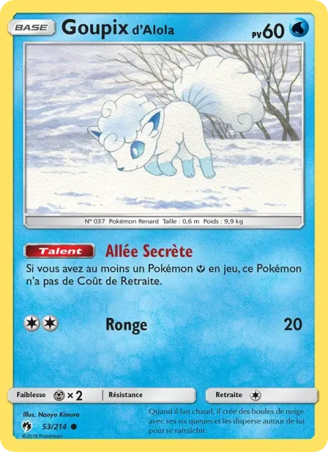 Carte Pokémon Goupix d’Alola 053/214, extension Tonnerre Perdu