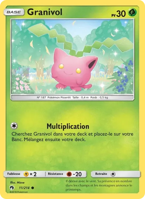 Carte Pokémon Granivol 011/214, extension Tonnerre Perdu